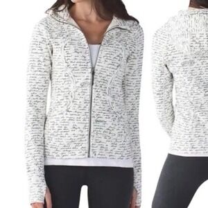 Lululemon Scuba Hoodie II Manifesto Script White Ghost Jacket Size 10 RARE FIND
